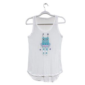 2/30 Dodoqueen White Sheer Very Lightweight Robot Comfy Tank Top Size S/M